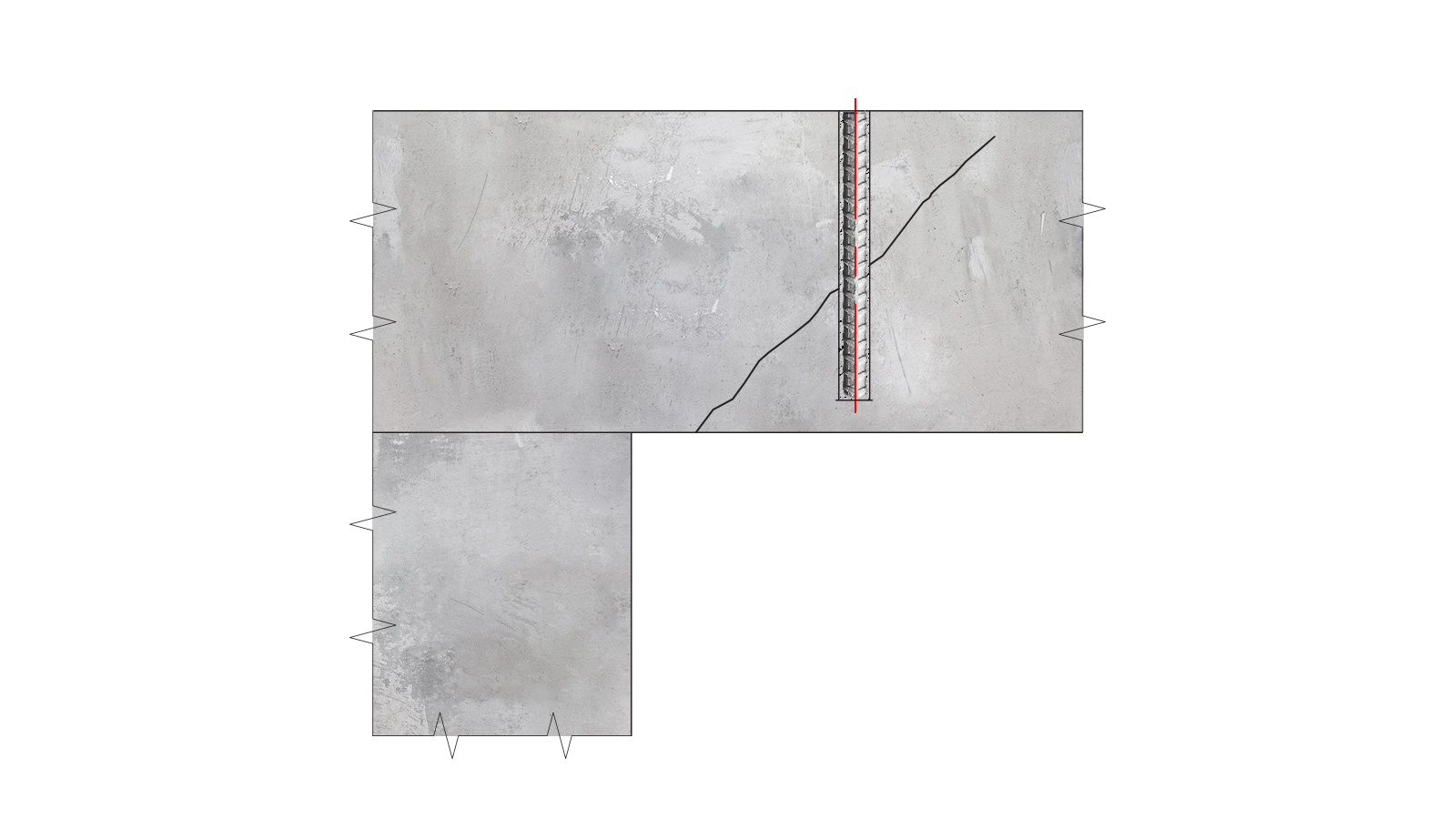 Наклонные трещины в приопорных зонах, вызванные силовыми воздействиями