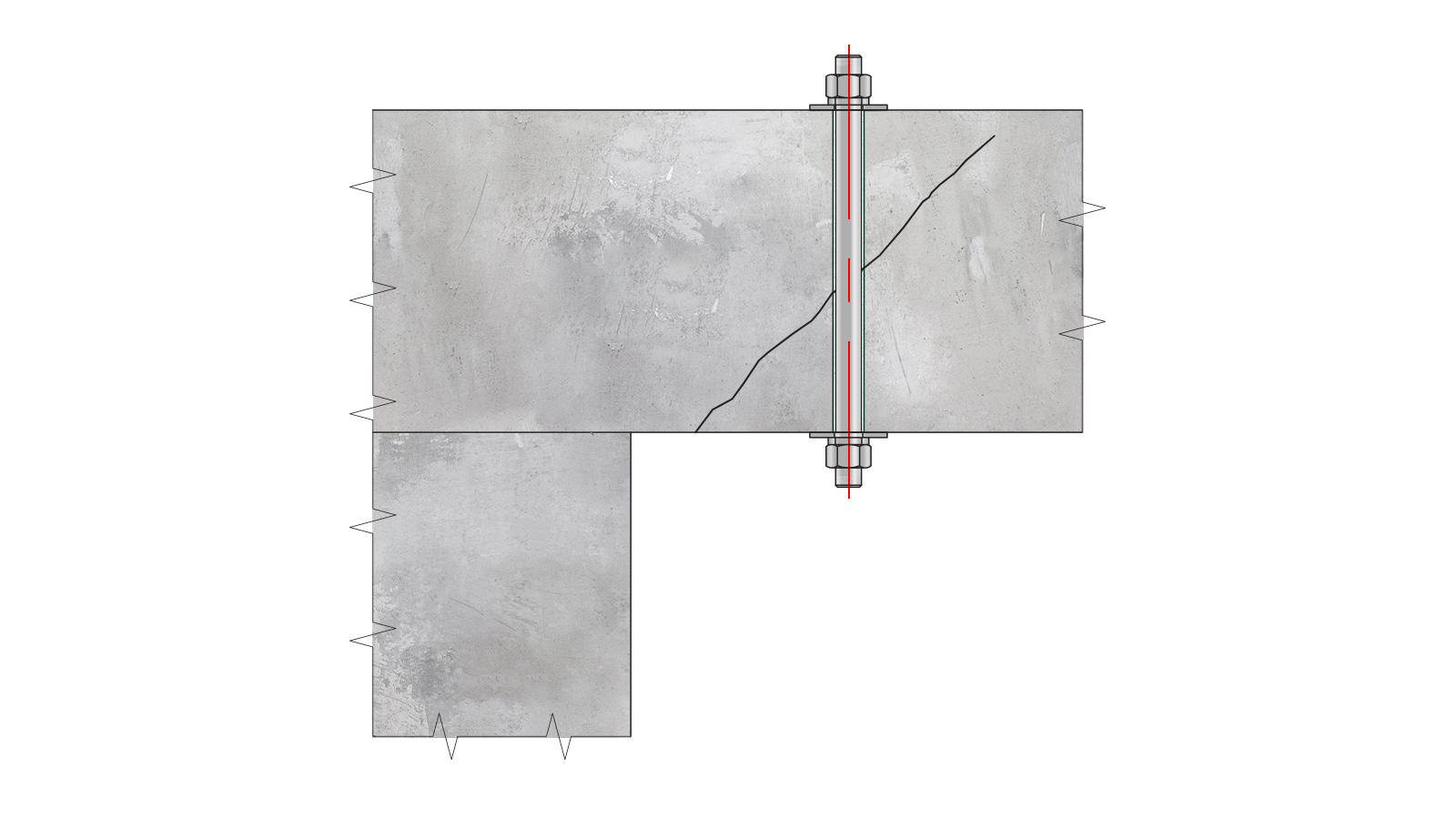 Наклонные трещины в приопорных зонах, вызванные силовыми воздействиями