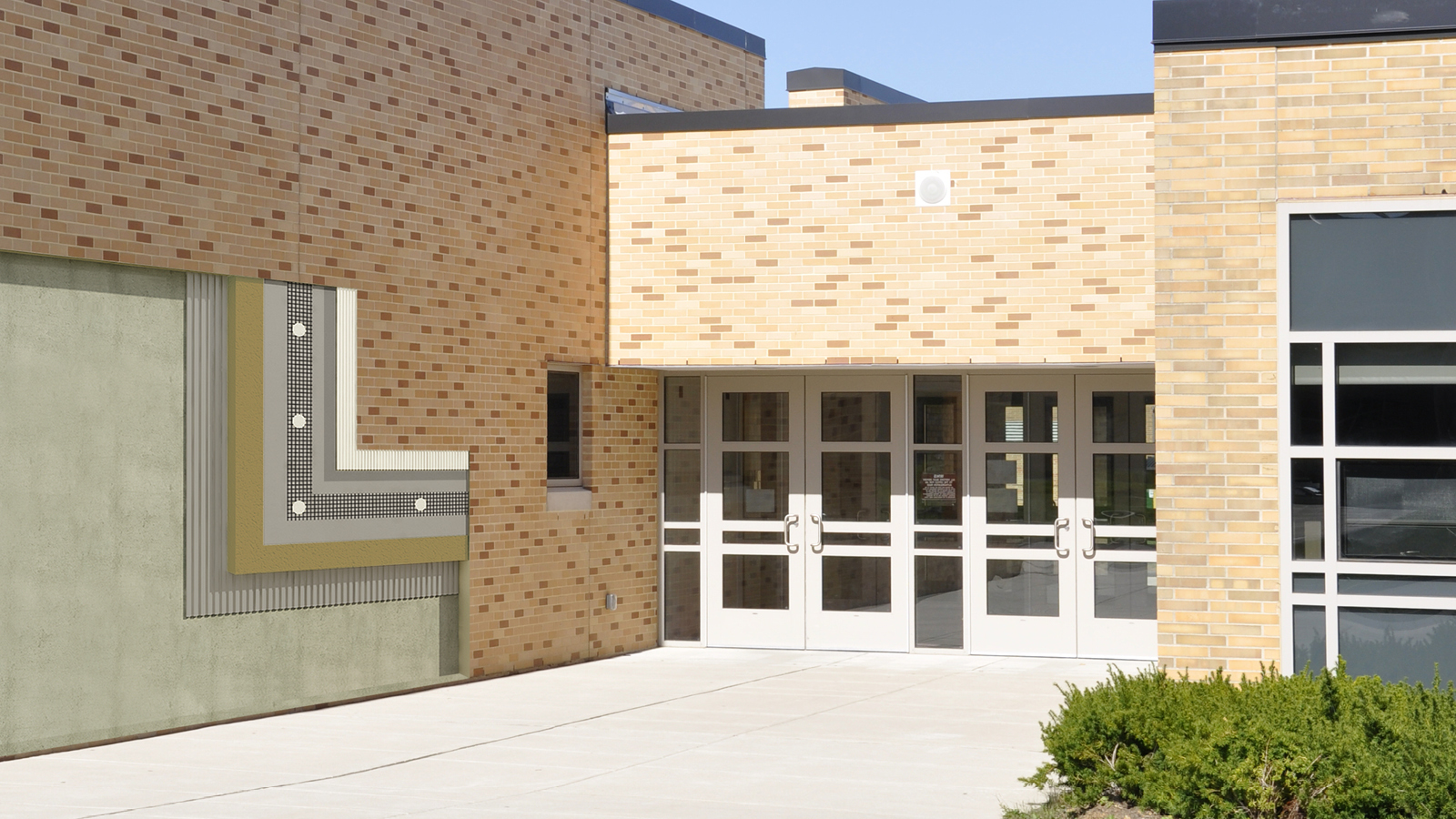 Фасад с облицовкой из штучных материалов